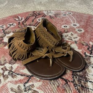 Minnetonka Brown Suede Fringe Gladiator Sandals